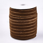 Single Face Velvet Ribbon, Saddle Brown, 3/8 inch(9.5~10mm), about 50yards/roll(45.72m/roll)(SRIB-T004-01-03)