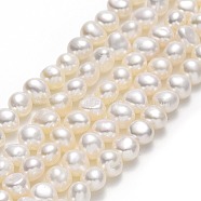 Natural Cultured Freshwater Pearl Beads Strands, Two Sides Polished, Linen, 4.5x5~6x4.5mm, Hole: 0.6mm, about 72pcs/strand, 13.66~13.78''(34.7~35cm)(PEAR-A005-07D-01)