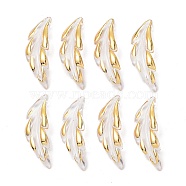 Transparent Acrylic Pendants, with Gold Stamping, Leaf, Clear, 40x15x5mm, Hole: 1.6mm, 454pcs/500g(TACR-D013-02)