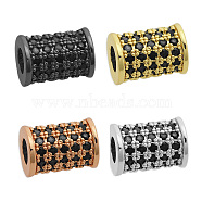 Brass Micro Pave Cubic Zirconia Beads, Column, Mixed Color, 9.5x7mm, Hole: 3.5mm, 4pcs/bag(KK-T030-LA864X4)