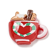 Christmas Opaque Resin Decoden Cabochons, Cup, Tableware, 22.5x26x8mm(RESI-U006-04A)