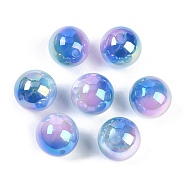 Gradient Color Resin Beads, Pearlized, Round, Deep Sky Blue, 16mm, Hole: 2.5mm(X-RESI-P042-01A-04)