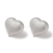 Brass Stud Earrings, Heart, Real Platinum Plated, 26x30x11.5mm(KK-L208-86P)