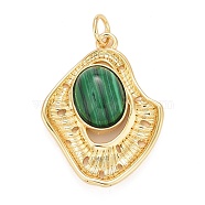 Synthetic Malachite Rack Plating Brass Pendants, Cadmium Free & Lead Free & Nickle Free, Nuggets
, Real 18K Gold Plated, 24x18x5mm, Hole: 3.6mm(KK-I689-08G)