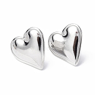 304 Stainless Steel Heart Stud Earrings for Women, Stainless Steel Color, 21x20mm, Pin: 0.7mm(X-EJEW-F300-16P)