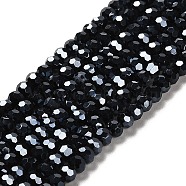 Electroplate Glass Bead Strands, Pearl Luster Plated, Faceted(32 Facets), Round, Prussian Blue, 4mm(EGLA-R015-4mm-15)