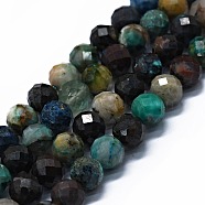 Natural Chrysocolla Beads Strands, Faceted(64 Facets), Round, 6mm, Hole: 0.8mm, about 62~67pcs/strand, 15.16~15.55 inch(38.5~39.5cm)(G-G927-15A)