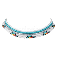 Glass Bead Necklaces for Women, Mixed Color, 14.96 inch(38cm), 5pcs/set(NJEW-JN04673)