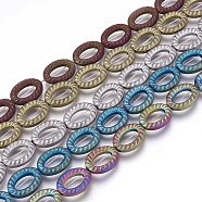 Electroplated Non-magnetic Synthetic Hematite Beads Strands, Frosted, Oval, Mixed Color, 16x12x4mm, Hole: 1mm, about 25pcs/strand, 15.74 inch(40cm)(G-P392-P)