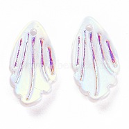 Transparent Glass Pendants, with Gold Foil, Petaline, Clear AB, 18x10x3mm, Hole: 1.2mm(GLAA-H102-B09)