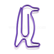 Penguin Shape Iron Paperclips, Cute Paper Clips, Funny Bookmark Marking Clips, Purple, 34x19x1mm(TOOL-L008-013O)