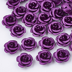 Aluminum Beads, Frosted, Long-Lasting Plated, 5-Petal Flower, Dark Orchid, 7.5~8x5mm, Hole: 1mm(FALUM-T001-03B-17)
