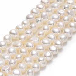 Natural Cultured Freshwater Pearl Beads Strands, Two Sides Polished, Linen, 4.5x5~6x4.5mm, Hole: 0.6mm, about 72pcs/strand, 13.66~13.78''(34.7~35cm)(PEAR-A005-07D-01)