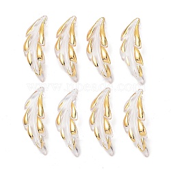 Transparent Acrylic Pendants, with Gold Stamping, Leaf, Clear, 40x15x5mm, Hole: 1.6mm, 454pcs/500g(TACR-D013-02)