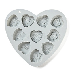 Heart Food Grade Silicone Molds, For DIY Cake Decoration, Chocolate, Candy, Soap Making, for Valentine's Day, White, 166x175x15mm, Hole: 6mm, Inner Diameter: 36x36x15mm(DIY-A051-02D)