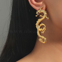 Alloy Stud Earrings, Dragon, Golden, 69x29mm(EJEW-R021-06G)