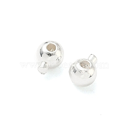 Brass Crimp Beads, Round, Long-Lasting Plated, Lead Free & Cadmium Free, Rack Plating, 925 Sterling Silver Plated, 4.5x3.4x3mm, Hole: 0.8mm(X-KK-H532-27S-02)