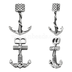 4Pcs 2 Styles 304 Stainless Steel Anchor Hook Clasps, For Leather Cord Bracelets Making, Antique Silver, 39~39.5x27~28x5~7.5mm, 2pcs/style(STAS-UN0047-10)