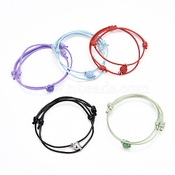 Adjustable Magnetic Bracelet for Couples, with Korean Waxed Polyester Cord and Alloy Magnetic Clasps, Mixed Color, Inner Diameter: 2~3-1/8 inch(6.35~7.95cm), 2pcs/set(BJEW-JB06190)