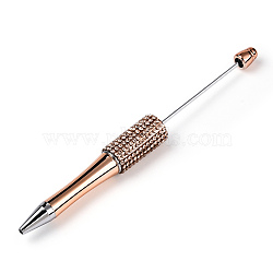 Beadable Pen, Plastic Ball-Point Pen, with Iron Rod & Rhinestone & ABS Imitation Pearl, for DIY Personalized Pen with Jewelry Beads, Sandy Brown, 150x15mm(MAK-N035-01B)