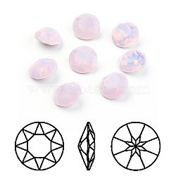 Pointed Back & Back Plated K9 Glass Rhinestone Cabochons, Grade A, Faceted, Flat Round, Rose Water Opal, 10x5mm(RGLA-J012-10mm-395)
