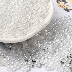 Opaque Acrylic Beads, Beans, White, 6x3.5x3mm, Hole: 1.2mm, about 10000pcs/500g(MACR-K359-01K)