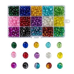 15 Colors Transparent Crackle Glass Beads, Oval, Mixed Color, 8x5.5~6mm, Hole: 1mm, 15 colors, 45pcs/color, 675pcs/box(CCG-X0011-01-6x8mm)