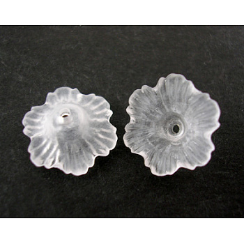 Transparent Acrylic Beads, Frosted, Flower, Clear, 11x4.5mm, Hole: 1mm, the wholesale of PL561