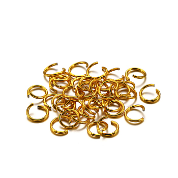 Aluminum Jump Rings, Open Jump Rings, Round Ring, Gold, 18 Gauge, 8x1mm, Inner Diameter: 6.5mm, about 300pcs/bag