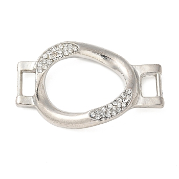 Alloy Crystal Rhinestone Oval Connector Links Charms, Lead Free & Nickel Free & Cadmium Free, Platinum, 30x48x4.5mm, Hole: 9x4.5mm