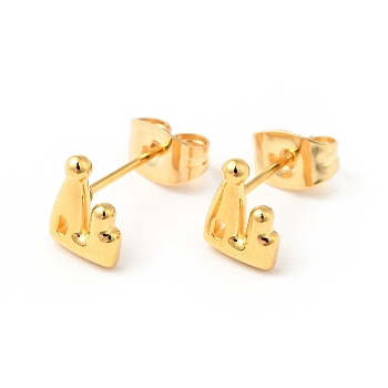 304 Stainless Steel Tiny Castle Stud Earrings with 316 Stainless Steel Pins for Women, Golden, 7.5x5.5mm, Pin: 0.6mm