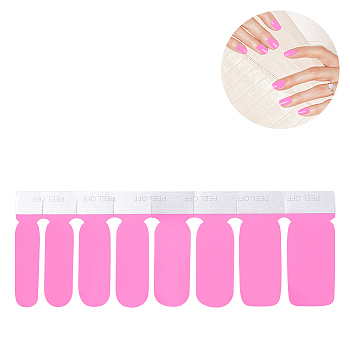 Solid Color Full Cover Best Nail Stickers, Self-adhesive, for Women Girls Manicure Nail Art Decoration, Magenta, 10.9x3.9cm