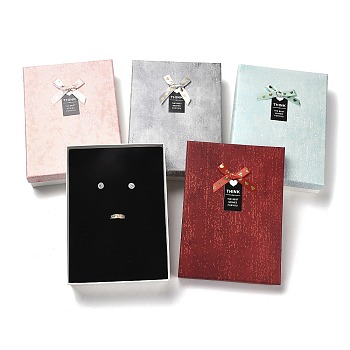 Cardboard Jewelry Big Set Boxes, with Sponge Inside, Rectangle with Bowknot, Mixed Color, 18.1x13.2x3.9cm