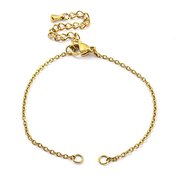 304 Stainless Steel Cable Chains Bracelet Making, with Lobster Claw Clasps and Chain Extenders, Golden, 6-1/8 inch(15.4cm), Hole: 2.3mm