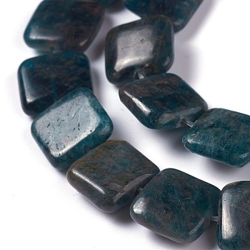 Natural Apatite Beads Strands, Square, 12x12x4.5~5mm, Hole: 0.8mm, about 33pcs/strand, 15.75 inch(40cm)