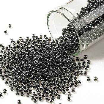 TOHO Round Seed Beads, Japanese Seed Beads, (344) Inside Color Crystal/Black, 11/0, 2.2mm, Hole: 0.8mm, about 1110pcs/10g