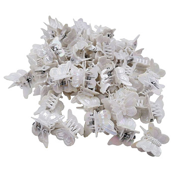 Kids Hair Accessories, Plastic Claw Hair Clips, AB Color, Butterfly, Floral White, 16~18x18~19x19~21mm