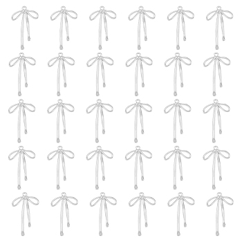 30Pcs Alloy Pendants, Bowknot, Platinum, 32.5x20x3mm, Hole: 1.4mm