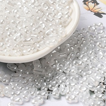 Opaque Acrylic Beads, Beans, White, 6x3.5x3mm, Hole: 1.2mm, about 10000pcs/500g