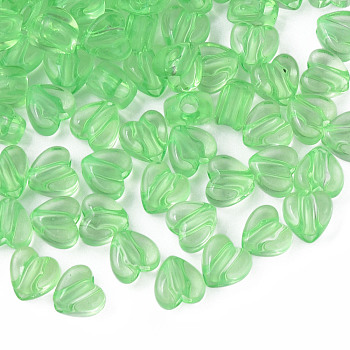 Transparent Acrylic Beads, Heart, Light Green, 8x8.5x5.5mm, Hole: 2.5mm, about 2030pcs/500g