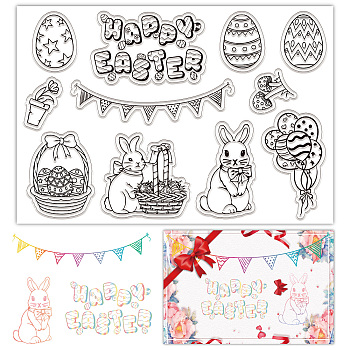 Custom PVC Plastic Clear Stamps, for DIY Scrapbooking, Photo Album Decorative, Cards Making, Stamp Sheets, Film Frame, Rabbit, 160x110x3mm