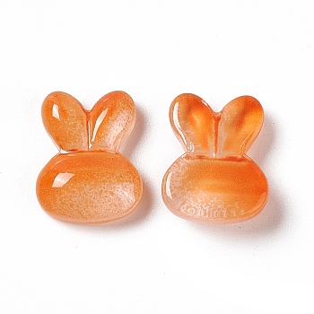 Electroplated Glass Cabochons, Rabbit, Dark Orange, 10x8x3mm