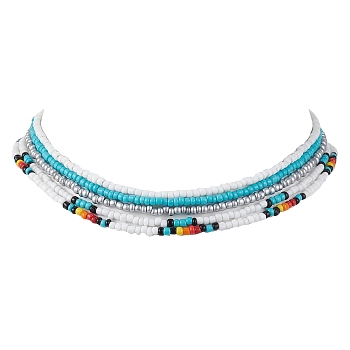 Glass Bead Necklaces for Women, Mixed Color, 14.96 inch(38cm), 5pcs/set