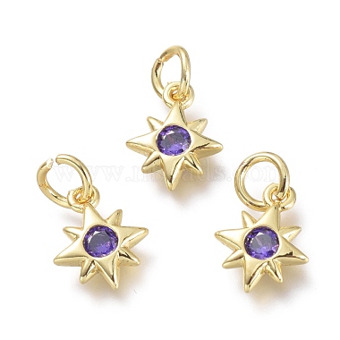 Real 18K Gold Plated Lilac Star Brass+Cubic Zirconia Pendants