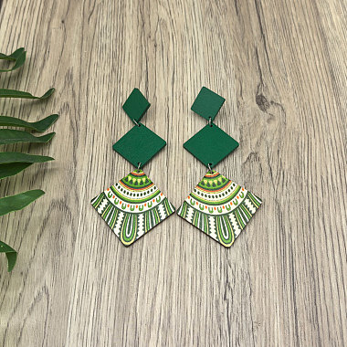 Wood Stud Dangle Earrings(WG88E14-03)-1