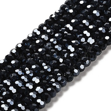 4mm PrussianBlue Round Electroplate Glass Beads