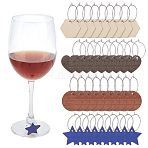 Wood Wine Glass Label Ring, with 316 Surgical Stainless Steel Wine Glass Charms Rings, Mixed Shapes, 25~30x29~30x0.7~3mm(FIND-HY0004-89)