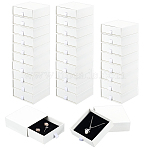 Paper Jewelry Drawer Boxes, Square, White, 8.3x8.1x3.05cm(CON-WH0085-203B)