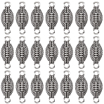 90Pcs Tibetan Style Alloy Sport Ball Connector Charms, Rugby Links, Antique Silver, 25x10x4.5mm, Hole: 2.7mm(FIND-SC0023-16)