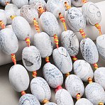 Natural Fire Crackle Agate Beads Strands, Dyed & Heated, Oval, White, 28~29x19~21mm, Hole: 2~2.5mm, about 11pcs/strand, 16.34''(41.5cm)(G-A321-J06-01)
